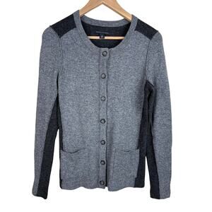 Banana Republic Lambs Wool Blend Cozy Colorblock Cardigan Womens Sz M Classic